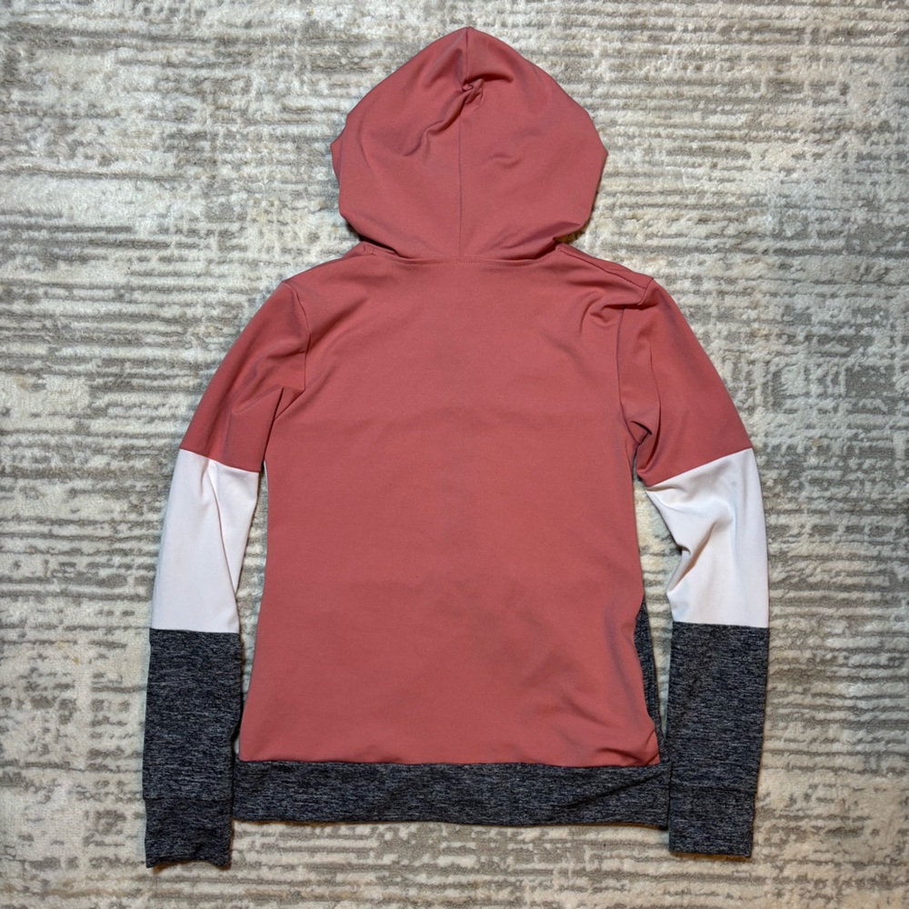 Body Instinct Stylish Pink and Gray Colorblock Hoodie - Picture 2 of 3